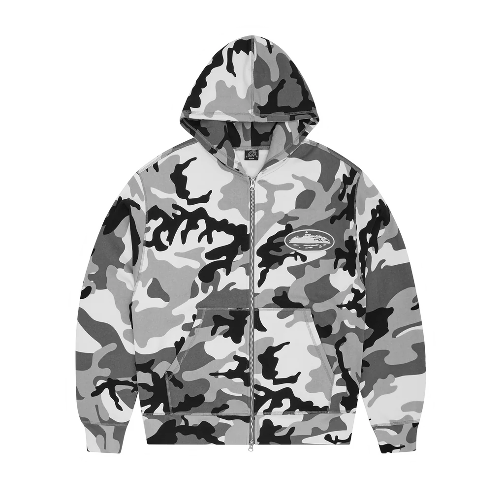CRTZ PUFF PRINT ZIP HOODIE [WHITE CAMO]