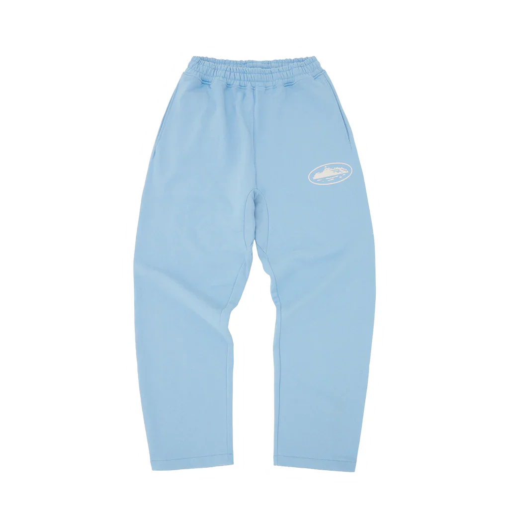 Puff Print Open Hem Pants [Light Blue]