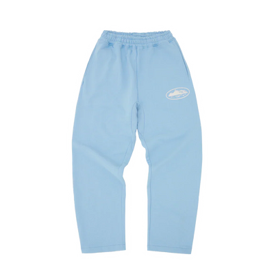 Puff Print Open Hem Pants [Light Blue]