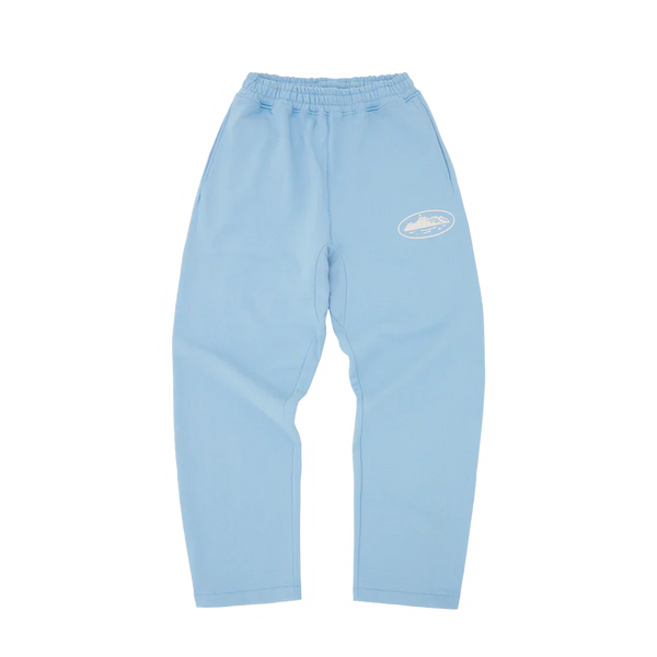 Puff Print Open Hem Pants [Light Blue]