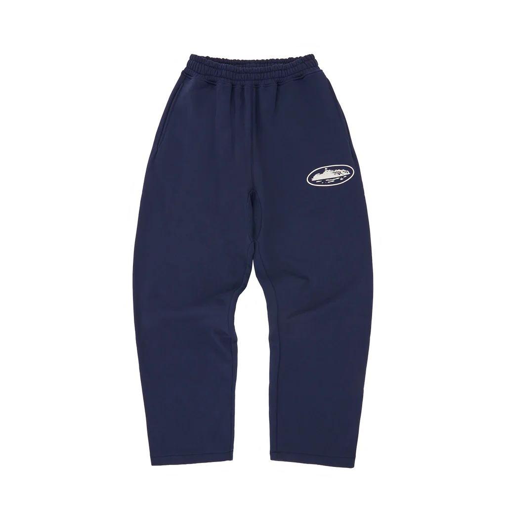 Puff Print Open Hem Pants [Navy]