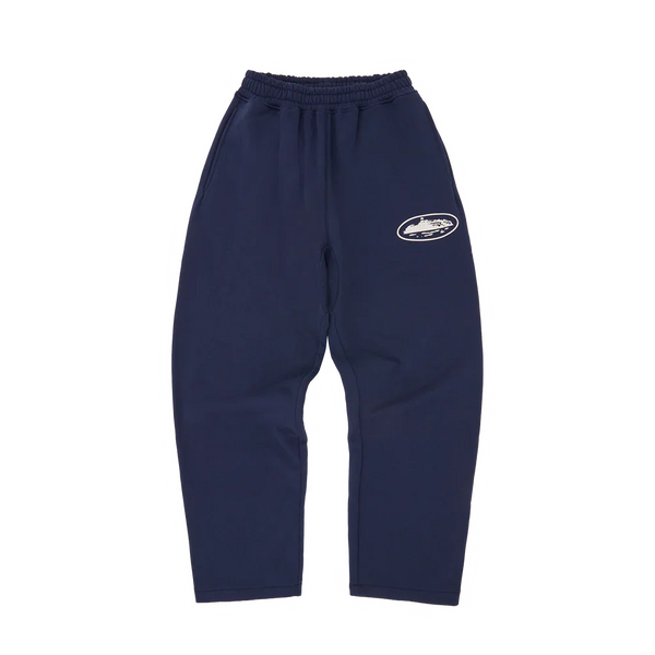 Puff Print Open Hem Pants [Navy]