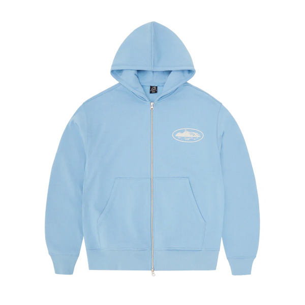 Puff Print Zip Hoodie [Light Blue]