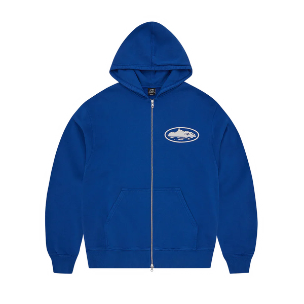 Puff Print Zip Hoodie [Light Blue]