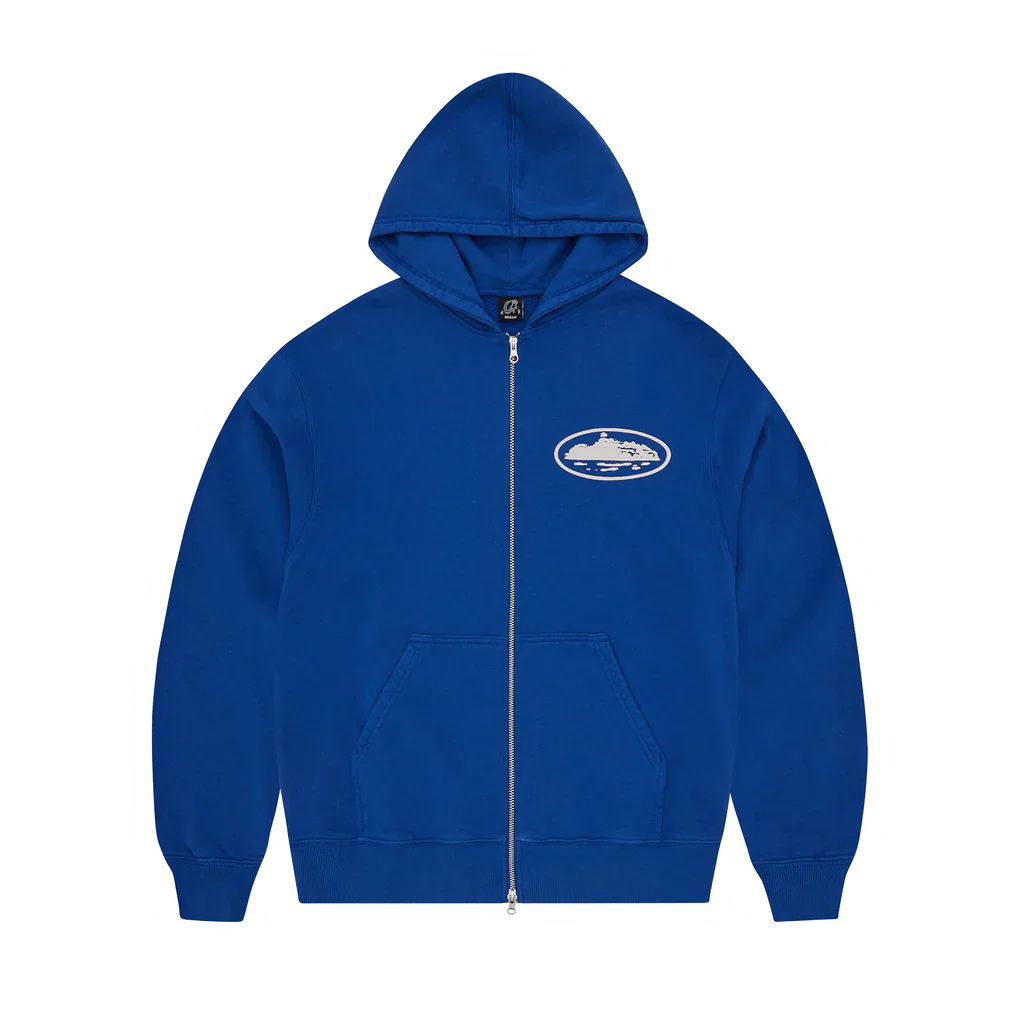 Puff Print Zip Hoodie [Navy]